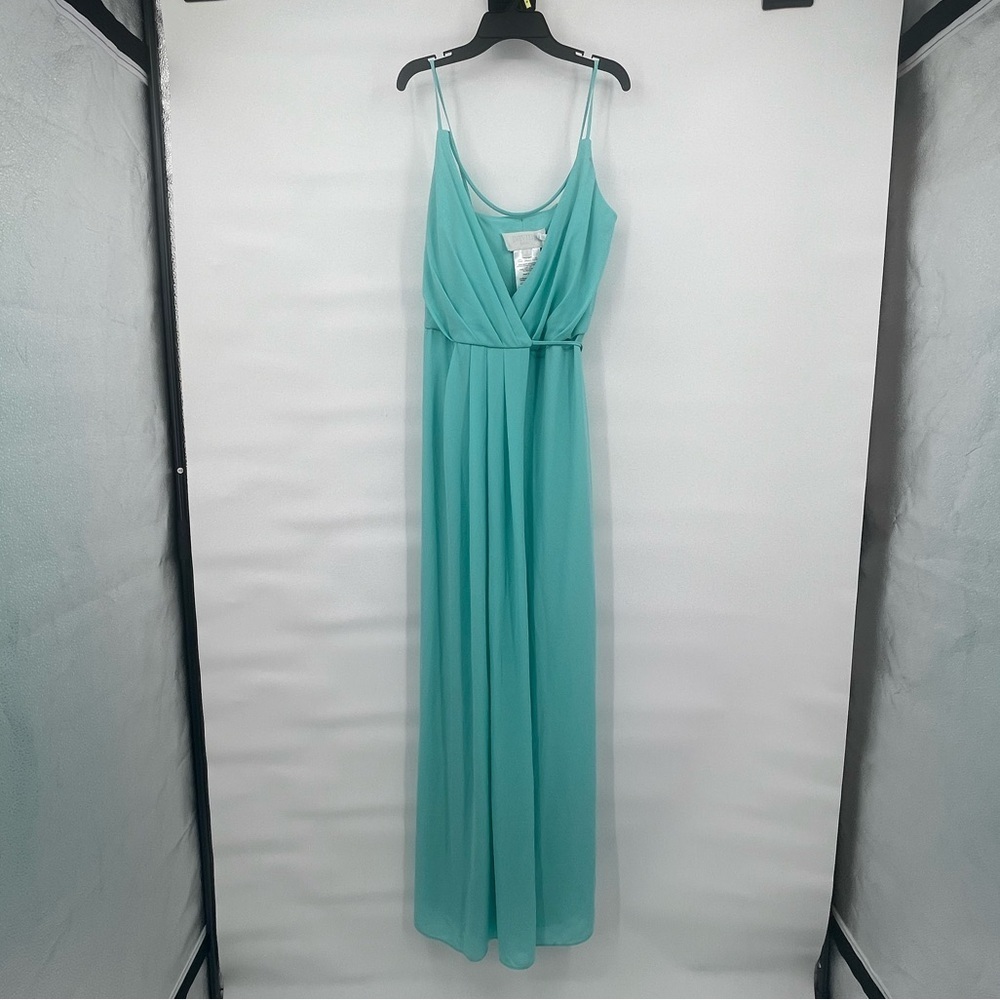 David's Bridal Spa blue Double strap Georgette wrap dress F19755